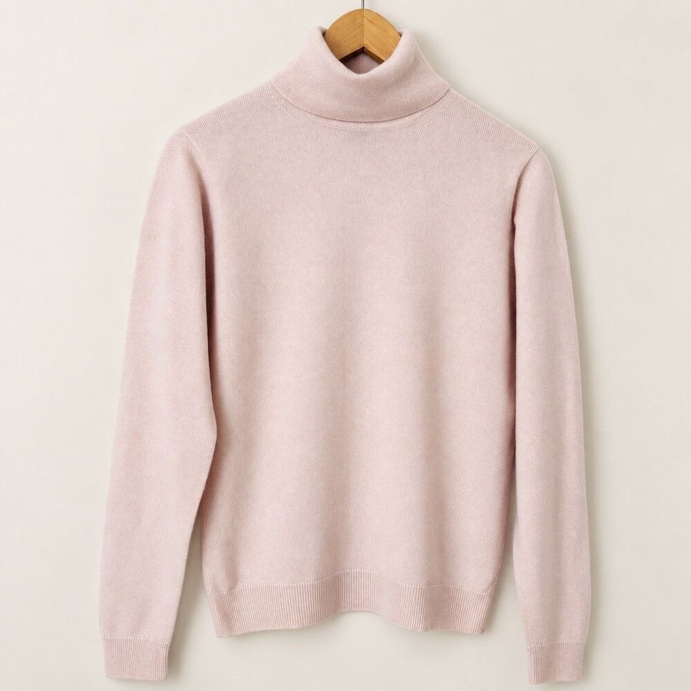 Brooks Brothers 100% Italian Cashmere Turtleneck Sweater Pink M Quiet Luxury